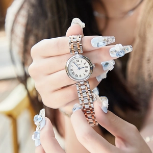 GEDI luxury women watch with silver rose gold steel strap and Roman numeral white dial