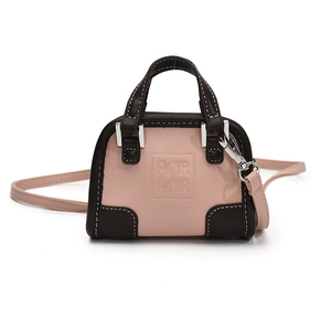 Mini sac à main pour filles bicolore rose et marron avec bandoulière réglable