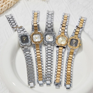 Gedi elegant octagonal quartz watch with steel strap in various colors for women