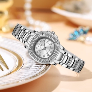 Elegante Damen Quarzuhr Mit Strass Besetzte Lünette Edelstahlband Wasserdicht Mode Armbanduhr Für Frauen