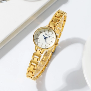 Women Quartz Watch Alloy Chain Band Round Small Dial Elegant Fashion Minimalist Waterproof Casual Wristwatch