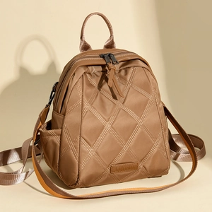 Fashion Women Backpack Nylon Quilted Rhombus Pattern Lightweight Waterproof Large Capacity Travel Casual Urban Bag