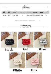Guide des tailles et détails du sac à bandoulière matelassé pour fille avec nœud