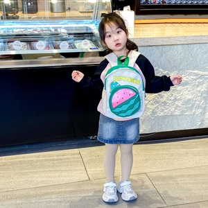 Kids dinosaur watermelon backpack with letters and canvas material for school