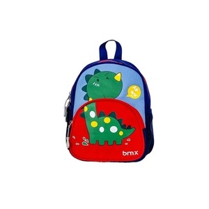 Zaino carino con dinosauro per bambini in rosso e blu con tasche laterali in rete traspirante