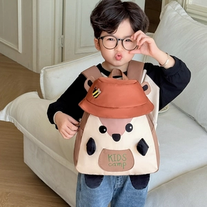Cute cartoon squirrel backpack for kids featuring animal design and 'KIDS camp' print