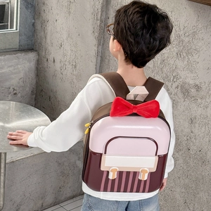 Pink and red kids hard shell backpack with cute bowknot decoration for kindergarten