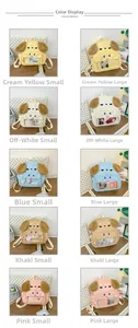 Cartoon dog backpack collection in five colors with plush ears and transparent pockets