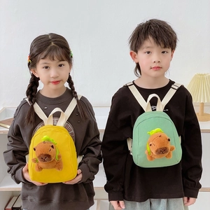 Cute Capybara mini toddler backpacks in yellow and green for preschool boys and girls
