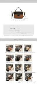 Size chart showing 15.5cm width and 10cm height details for mini PU leather handbags