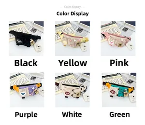 Detailed color selection showing six different shades of kids sporty crossbody waist bags