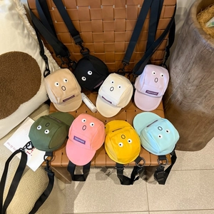 Neuheit Baseballmütze Form Kinder Umhängetasche Cartoon Gesicht Leinwand Kleine Schultertasche Für Jungen Mädchen Alltag