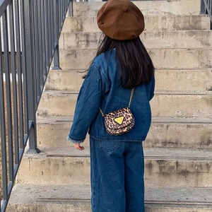 Mini sac bandoulière pour enfants à imprimé léopard avec chaîne dorée élégante