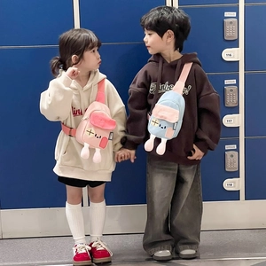 Sac de poitrine mignon pour enfants style japonais en toile rose et bleue forme maison