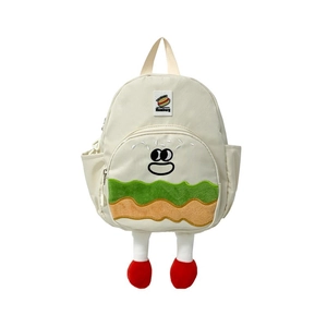 Cute hamburger cartoon toddler backpack with 3D legs and sesame embroidery for kids