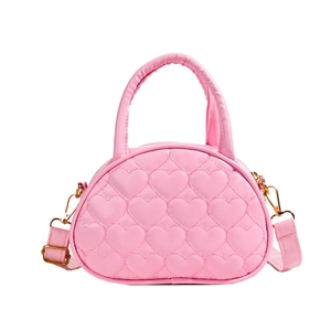Mini sac à main rose matelassé pour filles avec détails dorés et bandoulière