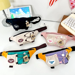 Kids Nylon Chest Bag Contrast Color Lightweight Sporty Crossbody Waist Pack For Boys Girls Fashion Outdoor Daily Travel