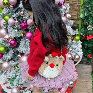 Sac bandoulière renne au crochet pour enfants avec design de bonnet de Noël festif