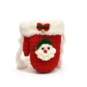 Sac bandoulière de Noël crocheté à la main pour enfants avec bordure en fausse fourrure