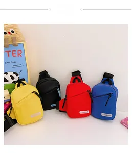 Children crossbody chest bag in four bright colors with multi zipper pockets
