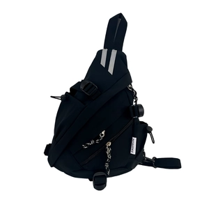 Fashionable black nylon kids crossbody bag with reflective stripes and large capacity