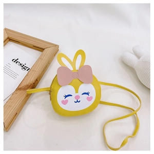 Sac bandoulière enfant jaune avec nœud rose et oreilles de lapin mignonnes