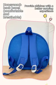 Blue kids backpack with breathable honeycomb back padding and cushioned wide shoulder straps