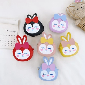 Sac À Bandoulière Mini Lapin Dessin Animé Cuir PU Nœud Oreilles Mignon Petit Sac À Épaule Pour Filles Enfants