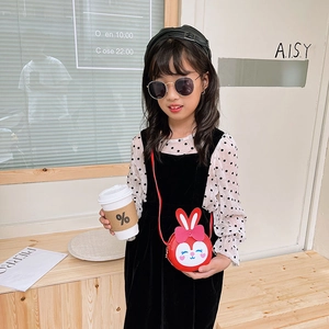 Sac à bandoulière lapin rouge mignon avec nœud rose pour petites filles mode sacoche