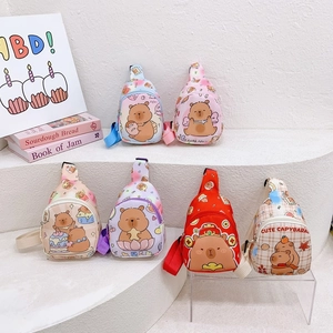 Sac De Poitrine Capybara Dessin Animé Pour Enfants Sac Bandoulière En Nylon Mignon Sangle Réglable Sac À Dos Décontracté Pour Garçons Filles