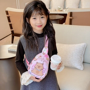 Sac bandoulière rose pour enfants avec motif ours cartoon et sangle ajustable