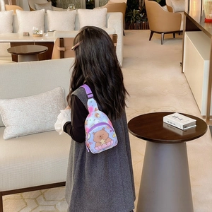 Sac bandoulière enfant mignon avec dégradé violet et motif ours pour garçons et filles