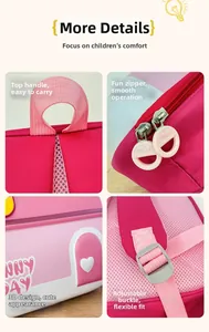 Detailed view of kids' EVA backpack with 3D letters, ring zipper and mesh straps
