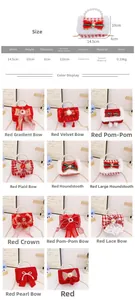 Size guide for girls mini red bag with pearl handle and Christmas bow details