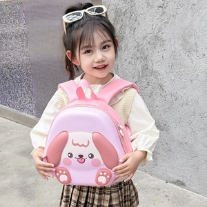 Pink toddler hardshell backpack featuring a 3D cute cartoon dog for girls and boys