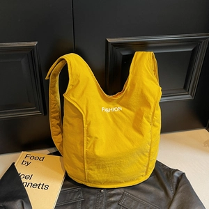 Women Padded Quilted Backpack Large Capacity Nylon Puffy Shoulder Bag Casual Lightweight Fashion Letter Print Travel School