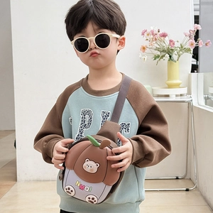 Sac bandoulière ours mignon pour enfants en forme de pomme de pin marron et violet