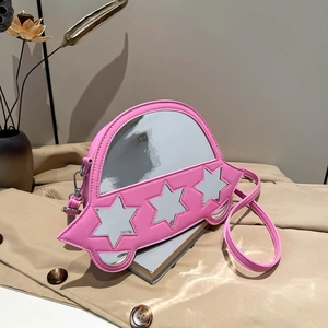 Sac Bandoulière Nouveauté Forme Voiture OVNI Cuir PU Motif Étoile Couleur Contrastée Petit Sac À Épaule Femme Fille Style Street