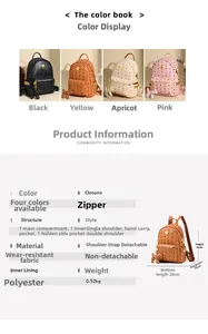 Detaillierte Größenangaben und Farbauswahl für den Mini-Rucksack mit Bären-Monogramm