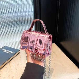 Mini Sac À Main Métallique Miroir Cuir PU Bandoulière Chaîne Poignée Carré Sac À Bandoulière Mode Pour Femmes