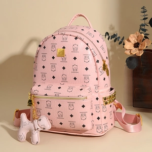 Mode Rucksack PU Leder Bärenprint Nietendekor College Schultasche Freizeit Reisen Rucksack Für Frauen Mädchen
