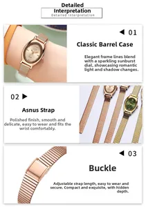 Details des Tonneau-Stahlgehäuses mit Sonnenschliff-Zifferblatt und poliertem Metallarmband