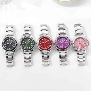 Luminous quartz business watches with stainless steel bands in five dial colors