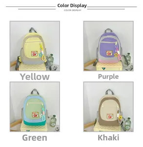 Matrix view of colorful large-capacity nylon backpacks for kids in four distinct colorways
