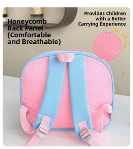 Détail du dos en maille alvéolée respirante et bretelles rembourrées du sac à dos enfant