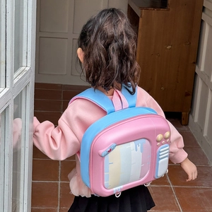 Sac à dos pour enfants en forme de télévision rétro rose et bleu pour la maternelle