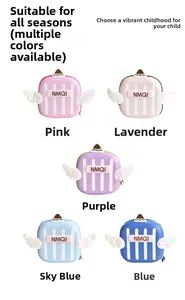 Detailed view of cupcake-shaped toddler bags with sequined wings in five assorted colors