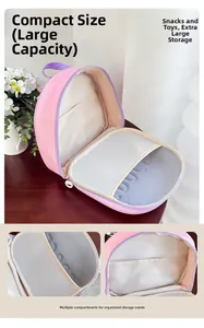 Internal view of a cute rocket backpack featuring a white mesh organizer and dual zippers