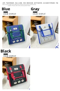 Detailed comparison of three cartoon bear backpacks in blue, grey, and black colorways