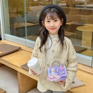 Sac bandoulière princesse avec poignée en perles et patch Cendrillon pour filles